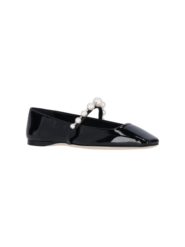 Ade Pearl Strap Leather Flat Shoes