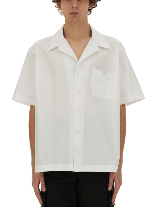 V Logo Pocket Cotton Short Sleeve Shirt