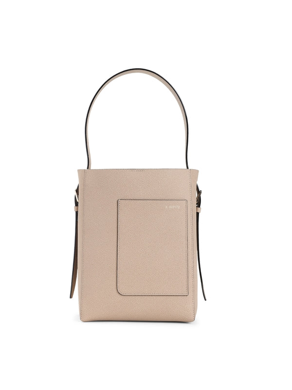 Pocket Detail Calfskin Small Bucket Bag