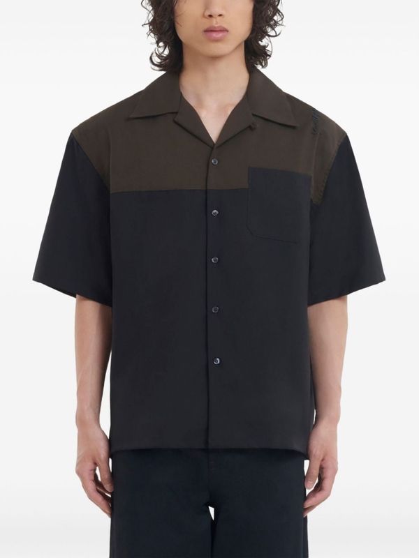 Two Tone Wool Short Sleeve
  Shirt