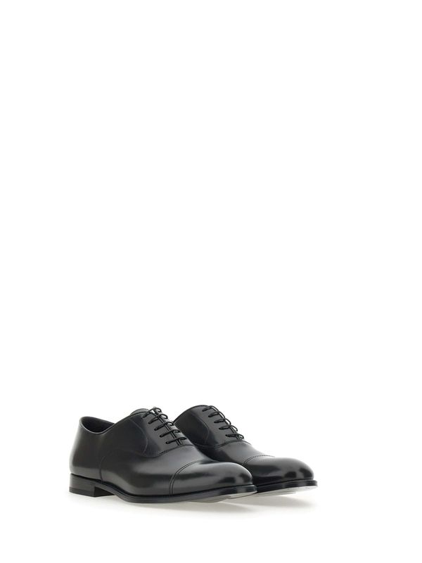 Black Leather Lace-Up Shoes