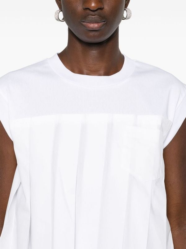 White Pleated Short Sleeve
  T-Shirt