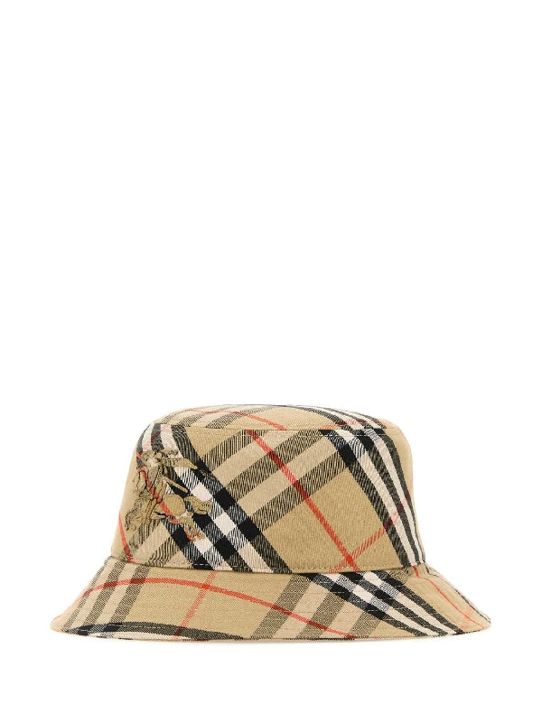 Check Cotton Blend Bucket Hat