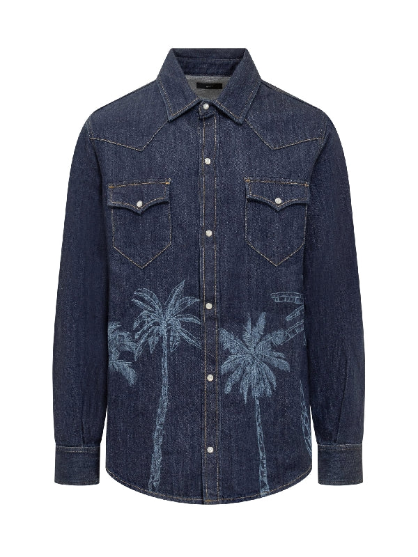 Graphic Printed Denim Shirt