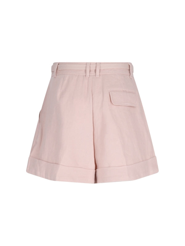 Belted Linen Shorts