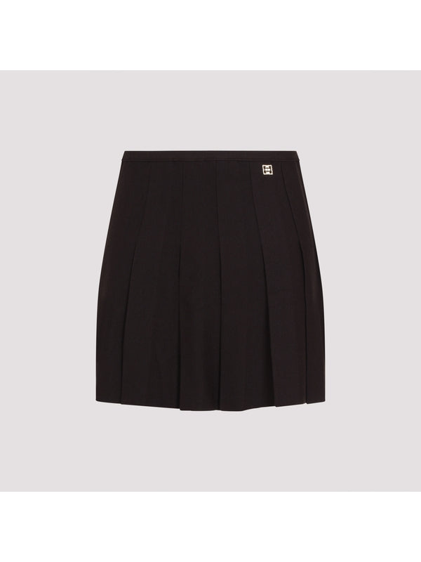 4G Logo Detail Pleated Wool Mini Skirt