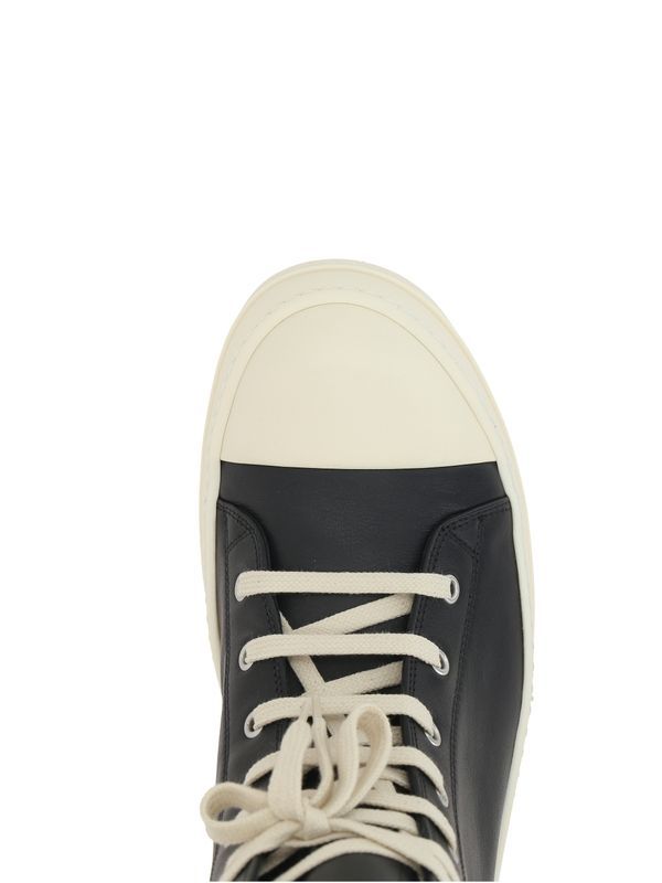 Zipper Detail Leather High-Top Sneakers