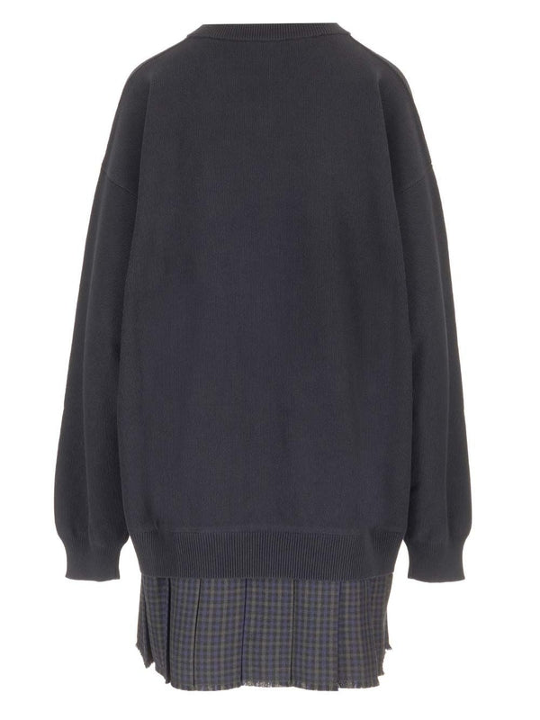 V-neck Tartan Check Layered Dress