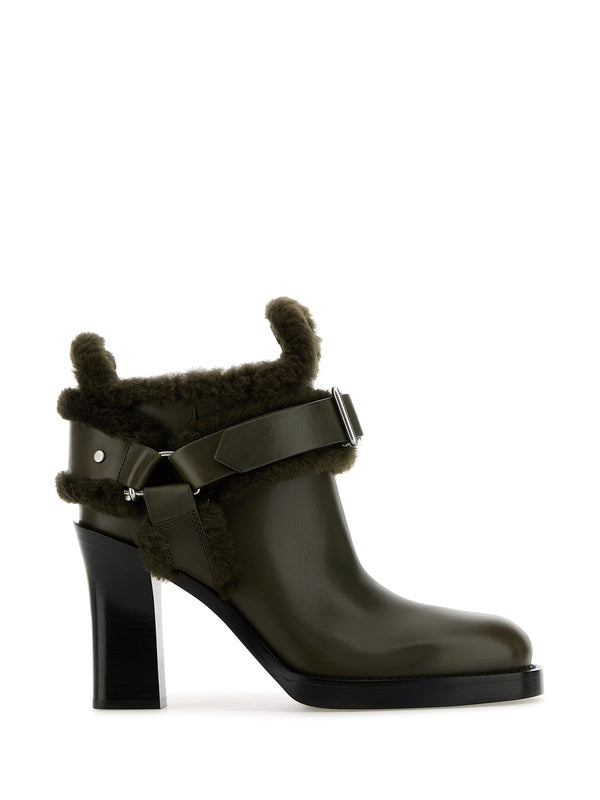 Buckle Detail Calfskin Ankle Boots