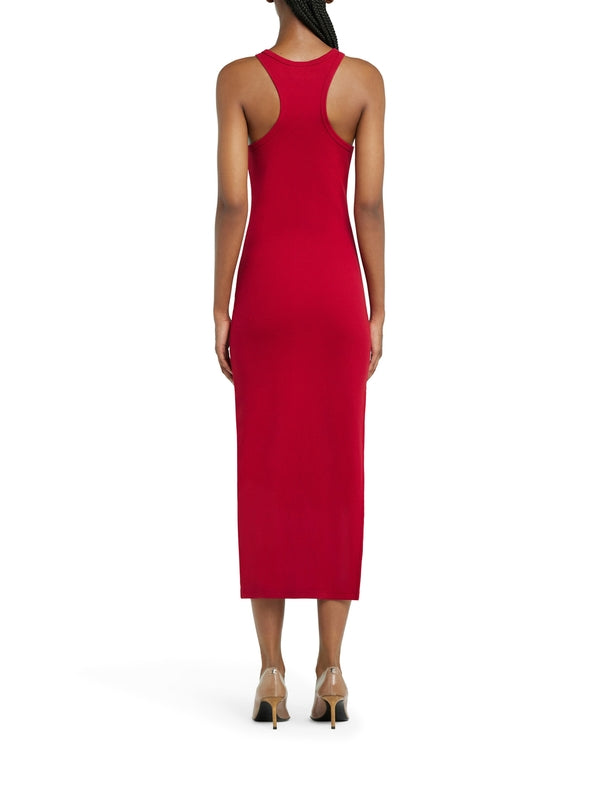 Chest Logo Embroidery Cotton
  Blend Midi Dress