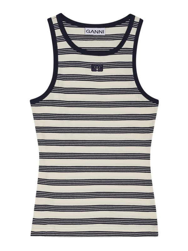Logo Stripe Cotton Tank Top