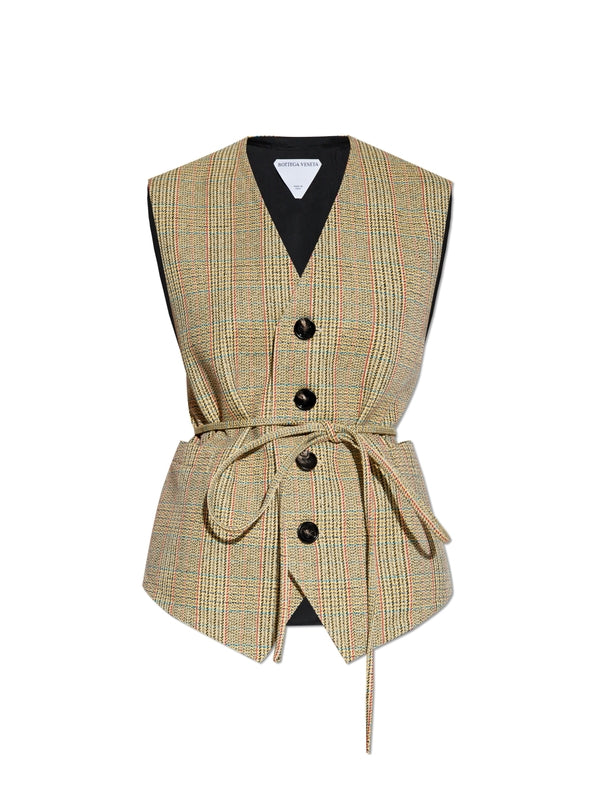 Check Pattern Wool Blend Vest