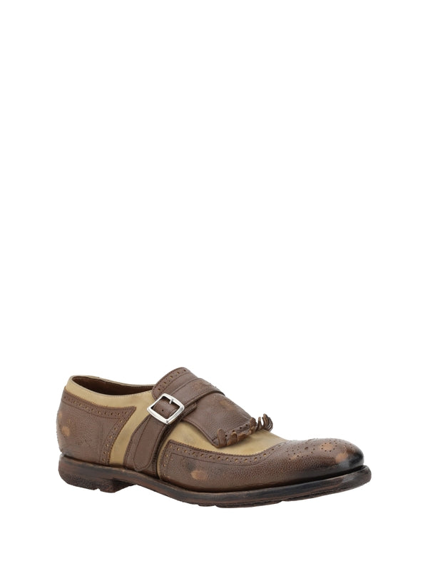 Fringe Panel Detail Leather Monkstrap
  Shoes