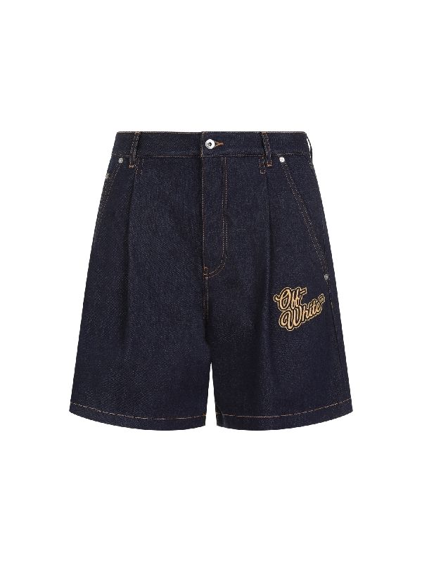 90s Logo Embroidered Denim Bermuda Shorts