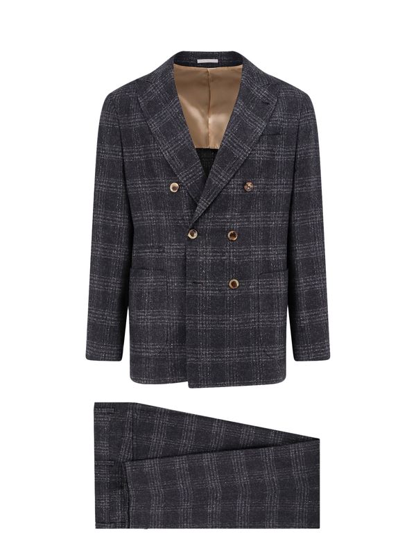 Check Silk Wool Double Suit