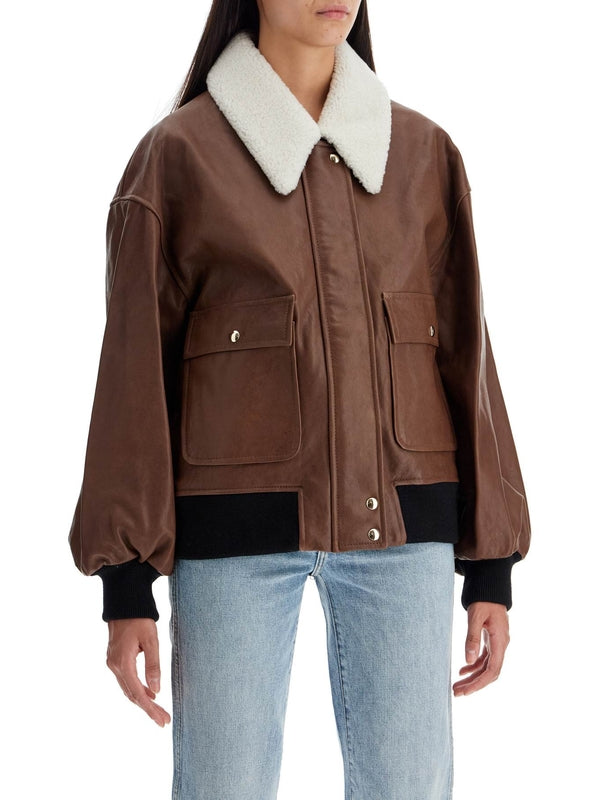 KHAITE - Shellar Shearling Collar Leather Jacket - Jente