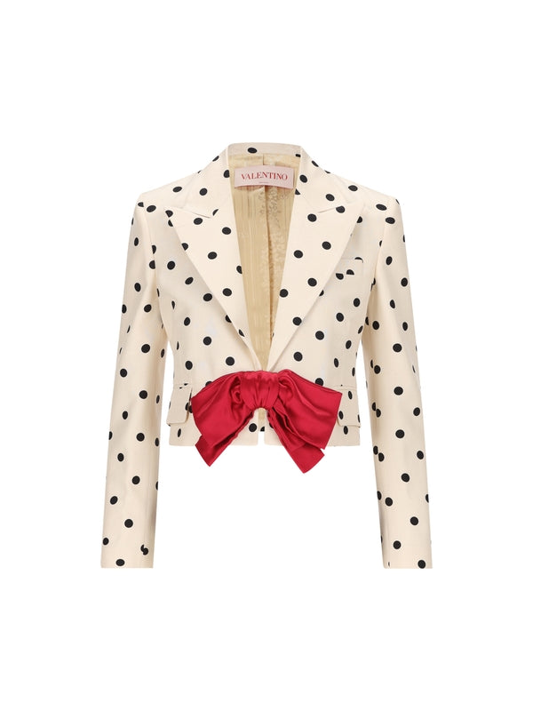 Bow Detail Dot Print Single Jacket
