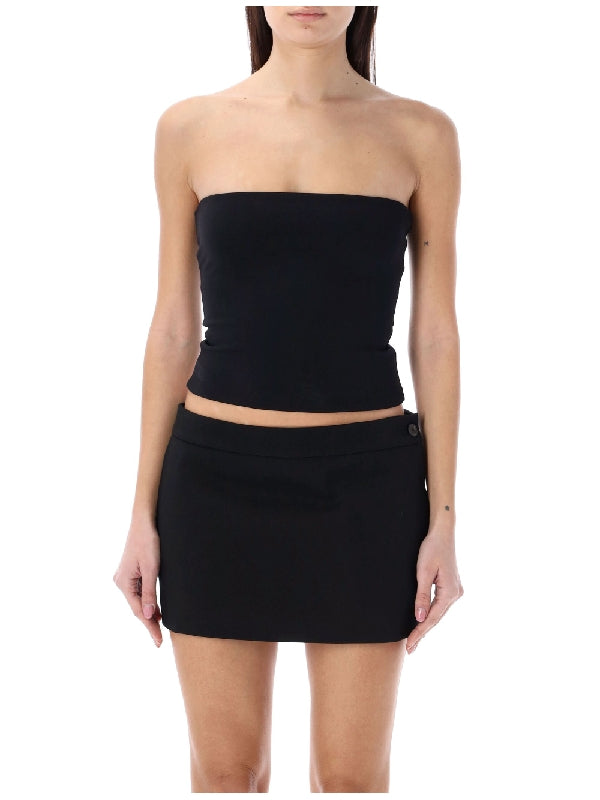 Black Fitted Crop Tube Top