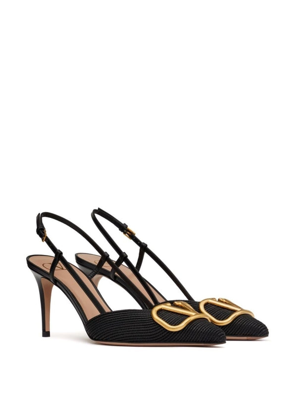 V logo sandal heels