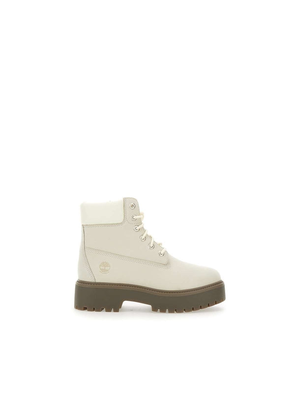 Timberland White Lace-Up Boots