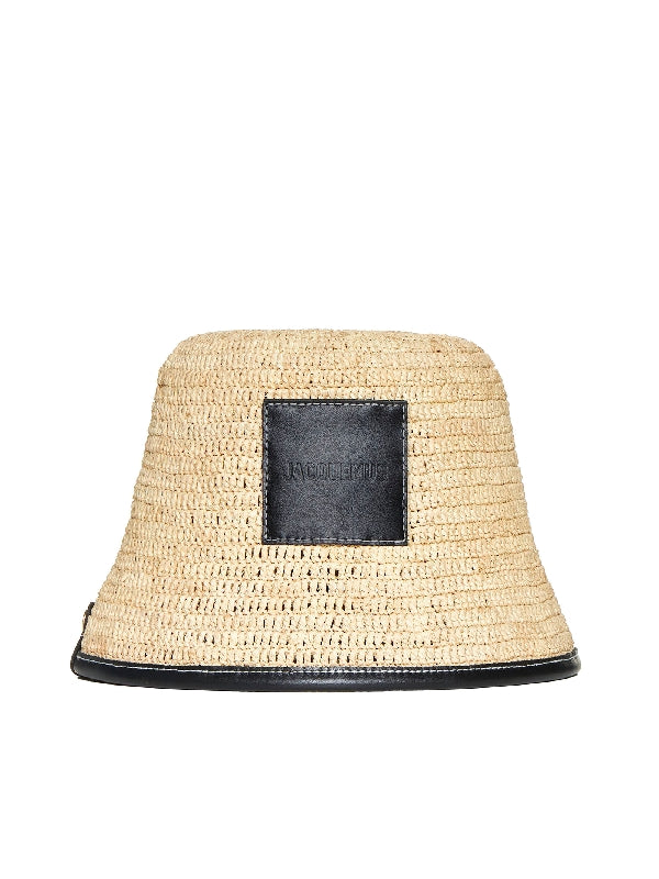 Logo Patch Raffia Bucket Hat