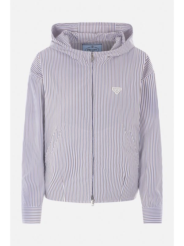 Triangular Logo Stripe Pattern Nylon Hood Jacket