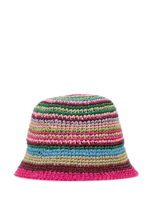 Color Stripe Raffia Bucket Hat