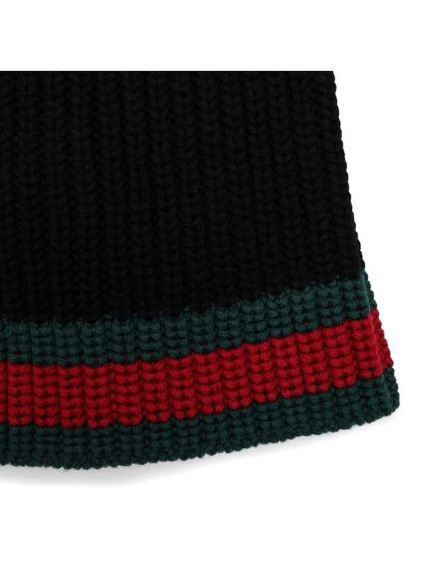 Web Trimmed Rib Knit Beanie