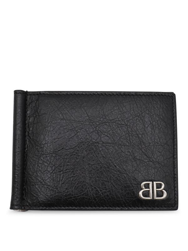 BB Logo Leather Money Clip Wallet