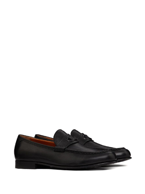 V Logo Leather Loafer