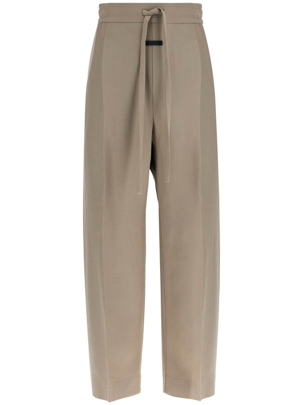 beige wide leg pants in virgin wool and viscose Trousers