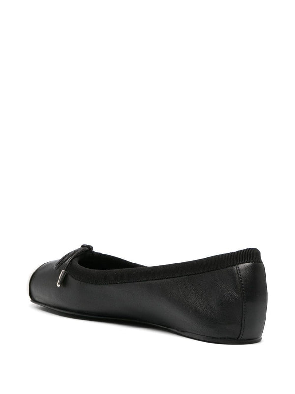 Metal Toe Leather Ballerina Flats