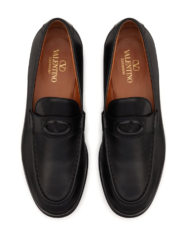 V Logo Leather Loafer