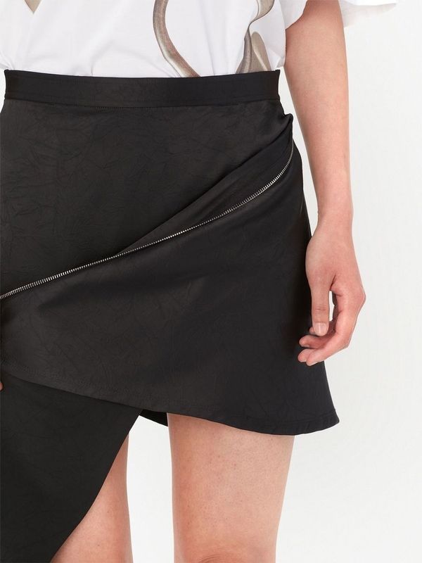 Zipper Detail Asymmetric Skirt