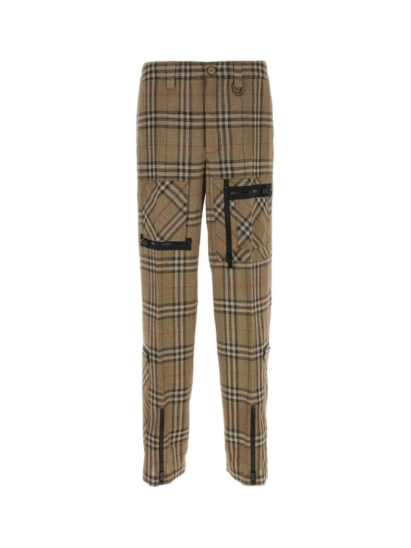 Vintage Check Pattern Multi Pocket Pants