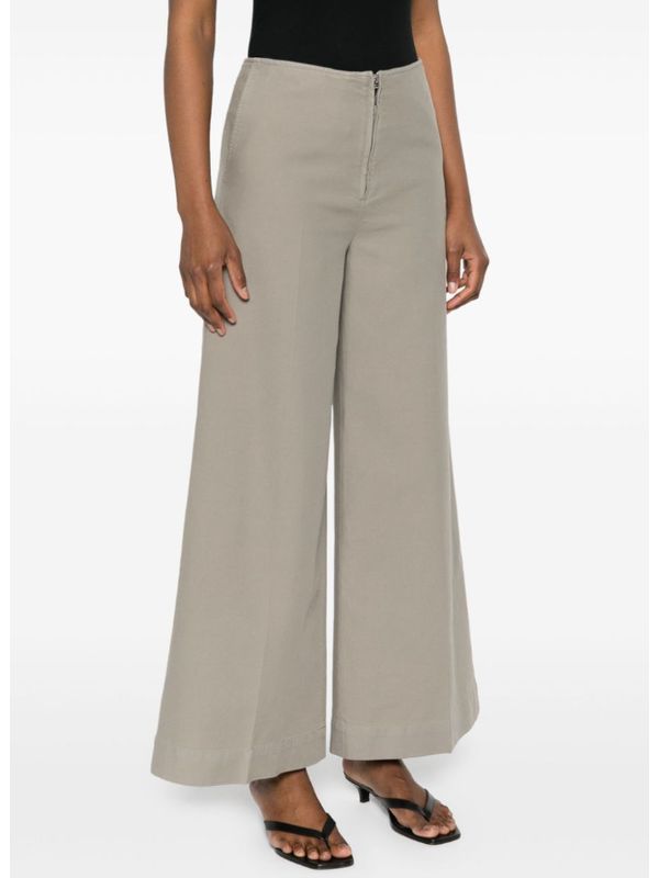 Zipper Wide Cotton Pants