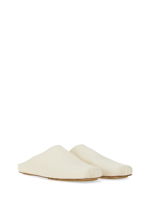 White Square Toe Mules