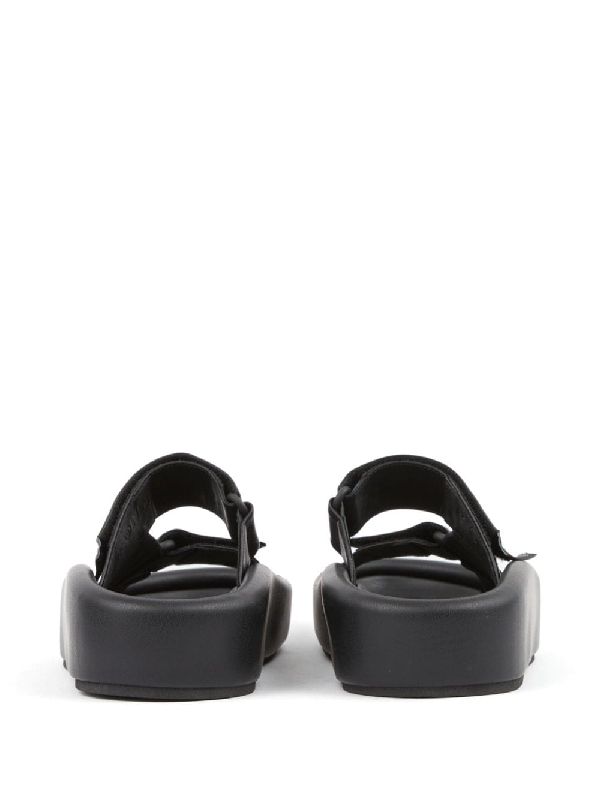 Number Logo Leather Platform Sandals