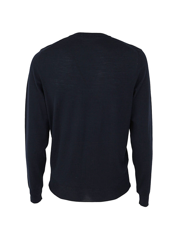 Navy V-Neck Wool Knit