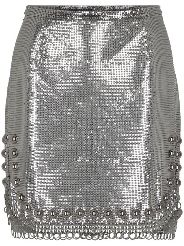 Stud Detail Metallic Mini
  Skirt