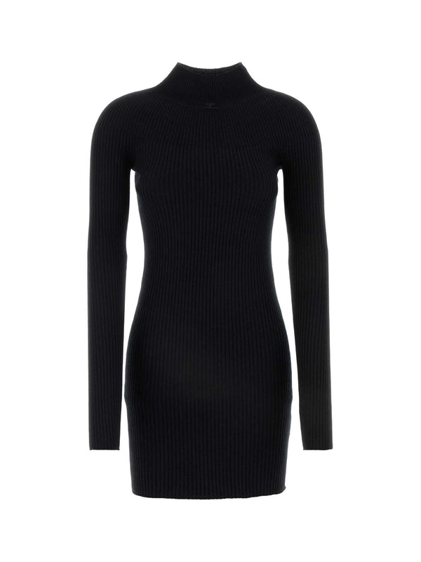 ロゴ刺繍リブミニワンピース