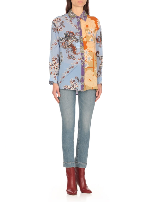 Alcazar Paisley Flower Pattern Silk Shirt