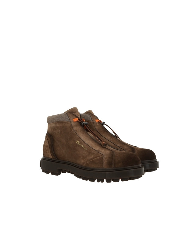 Santoni Brown Lace-Up Boots