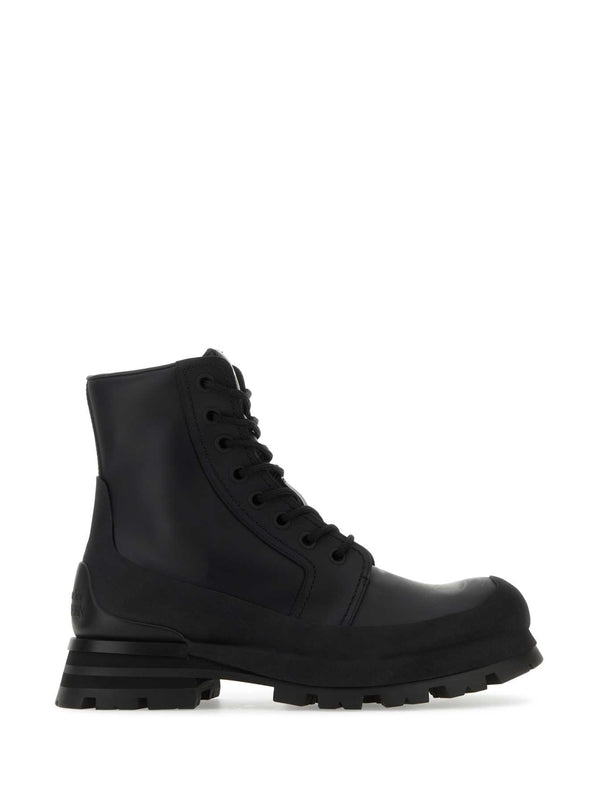 Alexander Mcqueen Black Lace-Up Boots