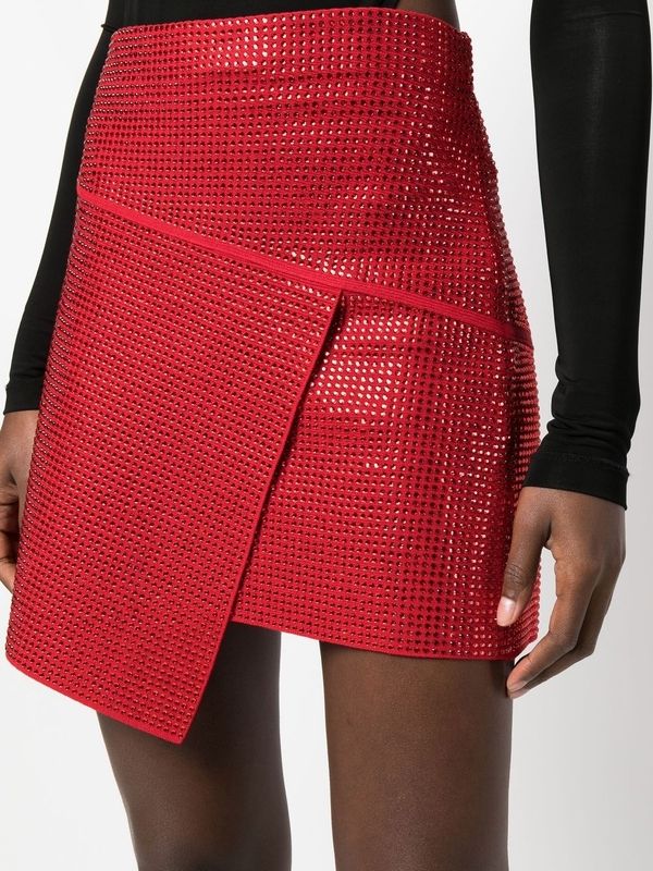 Rhinestone Asymmetric Skirt