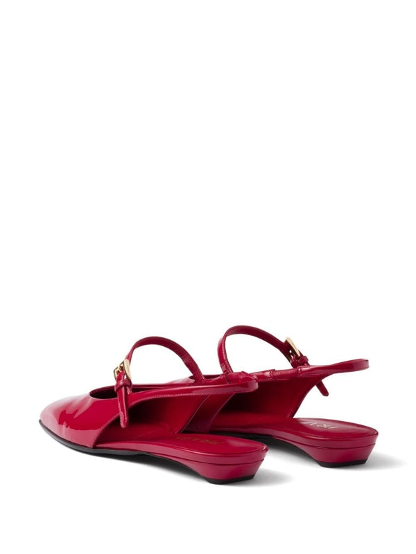 Logo Detail Patent Slingback Sandals