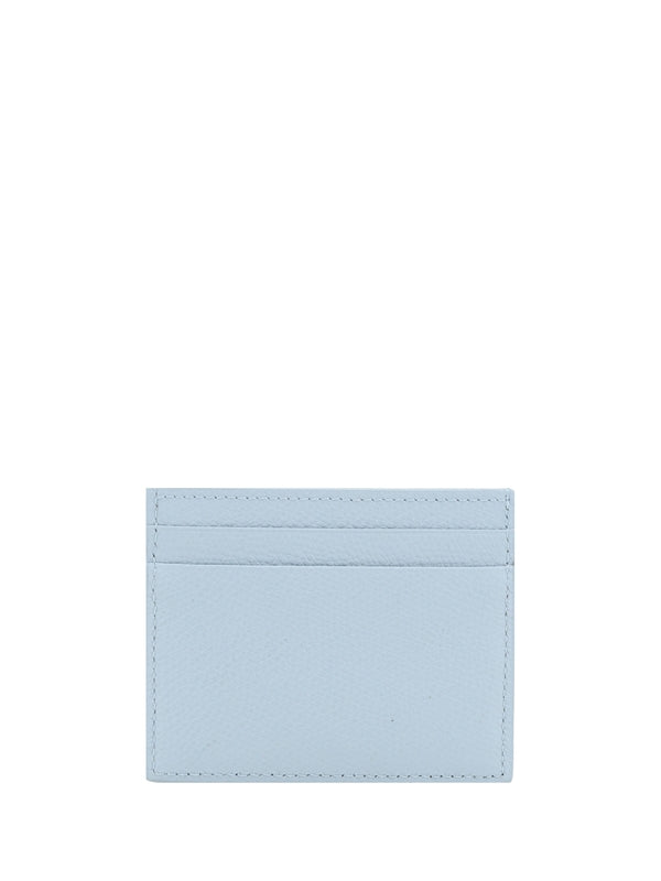 V Logo Leather Card Wallet