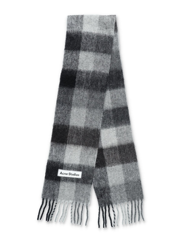 Logo Wool Blend Checked Muffler