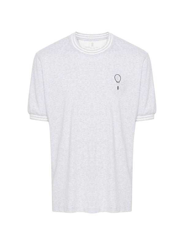 Tennis Logo Embroidered Cotton T-Shirt