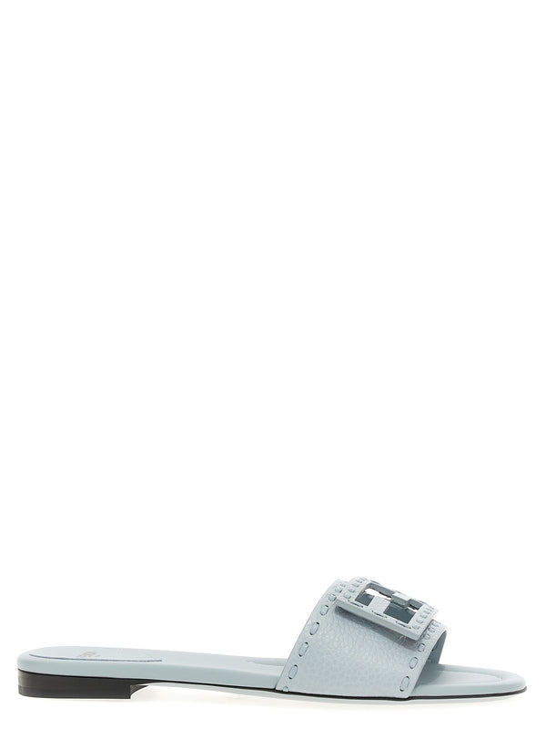 Baguette FF Logo Leather Slides